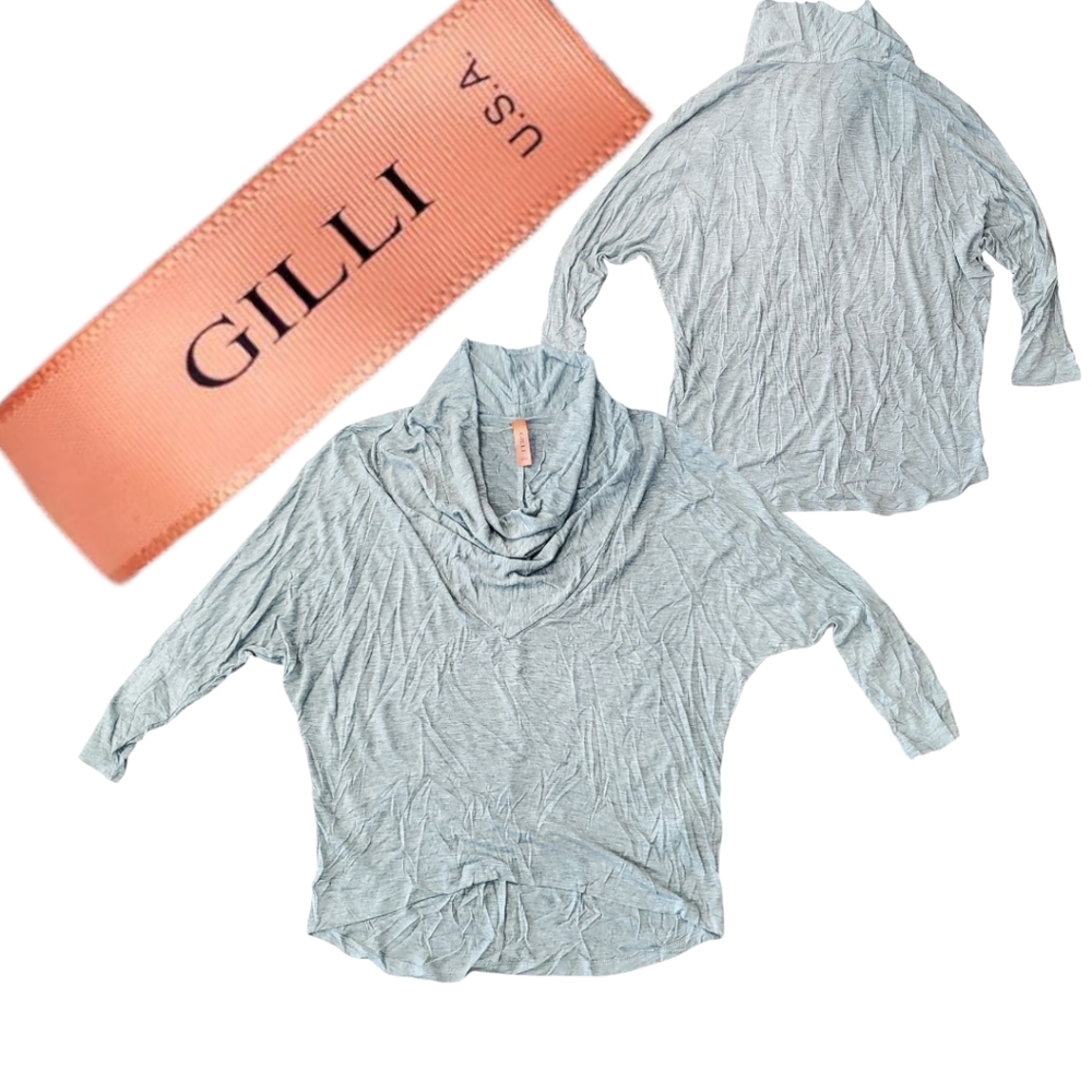 NWOT Gilli U.S.A. Light Gray Cowl Neck Top Large